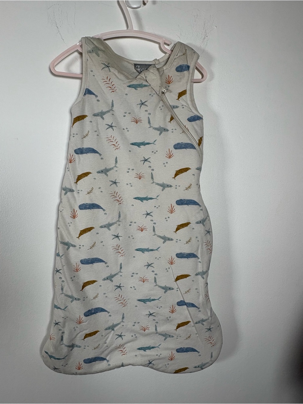 Coccoli Cream Sleep Sack with Blue and Gold Sea Motifs
